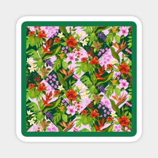 Pink and Green Tropical Flora Magnet