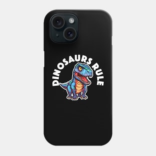 Colorful Geometric Dinosaur - Dinosaurs Rule (White Lettering) Phone Case