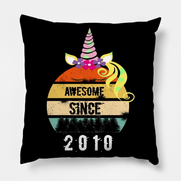 Vintage awesome Since 2010 10th birthday gif shirt Pillow by FouadBelbachir46