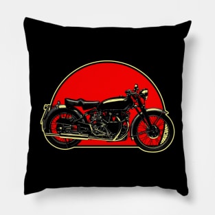 1950 Vincent Black Shadow Retro Red Circle Motorcycle Pillow