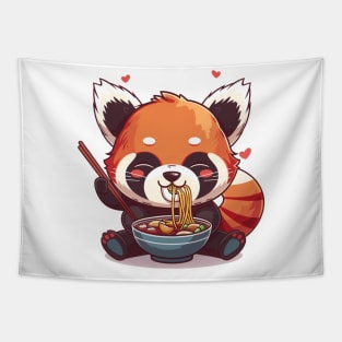 Red Panda eating ramen Tapestry