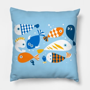 Colorful fish - kids illustration Pillow