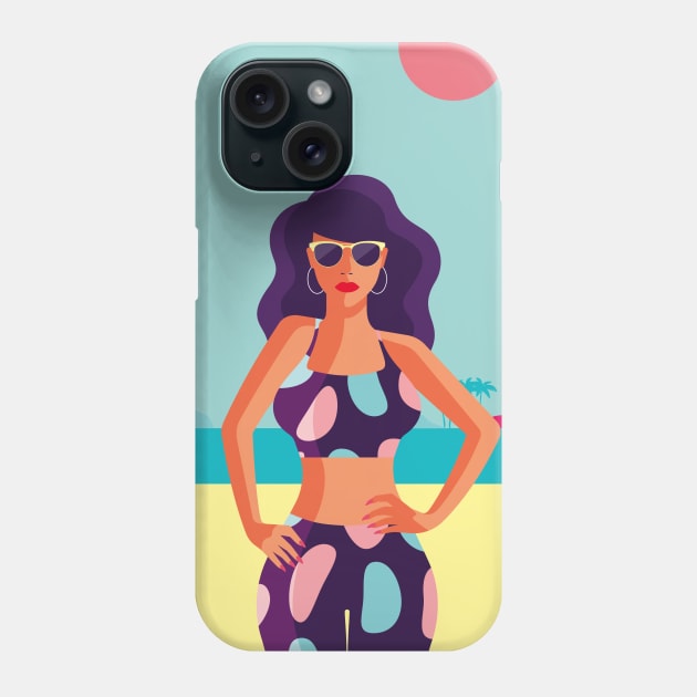 Miami Beach Illustration Phone Case by Shwin