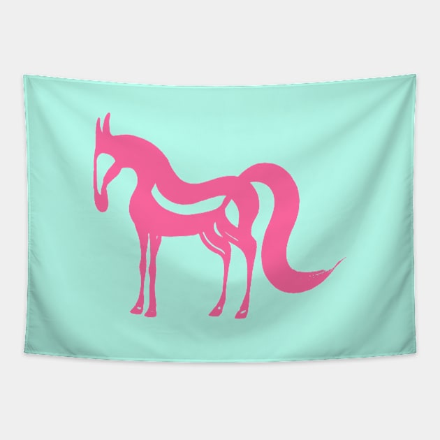 The Essence of a Horse (Mint and Hot Pink) Tapestry by illucalliart