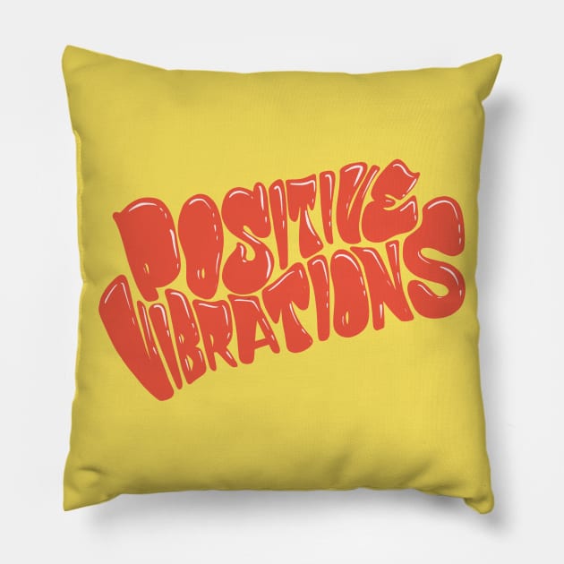 Positive vibrations Pillow by nicholashugginsdesign