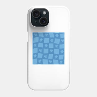 Large Floral Checker Board - Tranquil Blue Phone Case