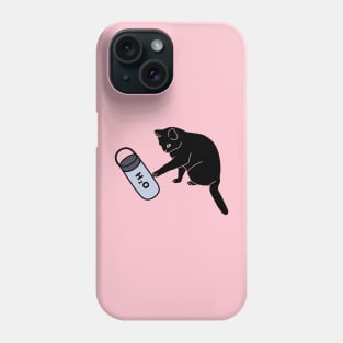 Black cat and water bottle Phone Case