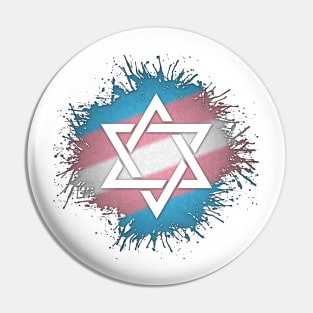 Paint Splatter Transgender Pride Star of David Symbol Pin