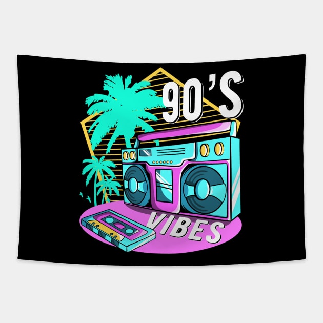 90s Vibes Outfit Retro Aesthetic 1990s Costume Retro Party Tapestry by MerchBeastStudio