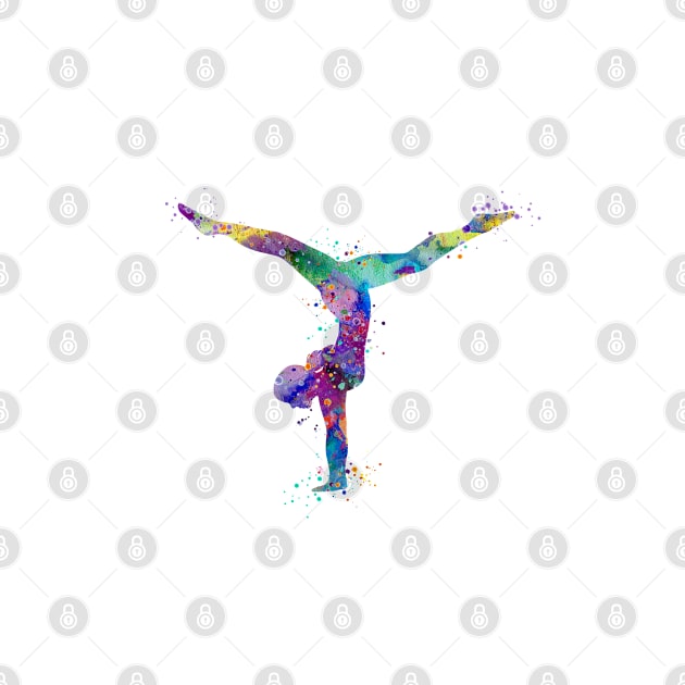 Girl Gymnastics Handstand Watercolor Silhouette by LotusGifts