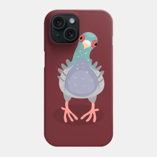 Funny curious pigeon cartoon illustration Phone Case