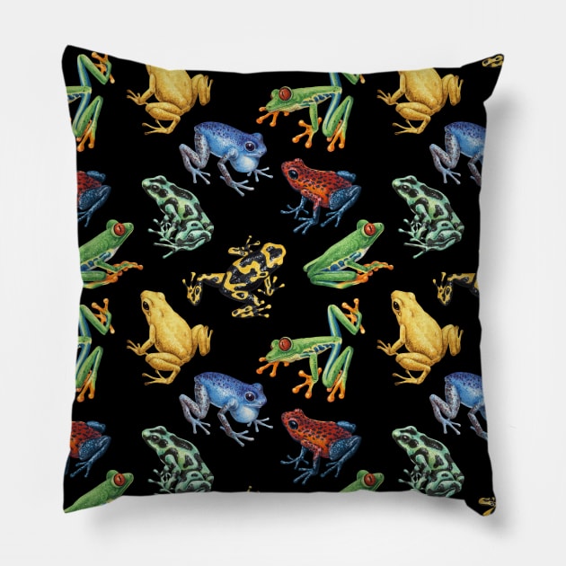 Frogs on black Pillow by katerinamk