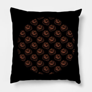 Black Round of Halloween Horror Pumpkin Heads Pillow