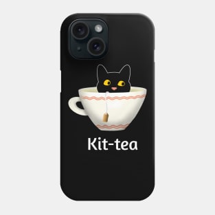 Kit-Tea Funny Cat Lover Gift, Cute Black Cat kitten kitty hiding in a cup of tea Phone Case