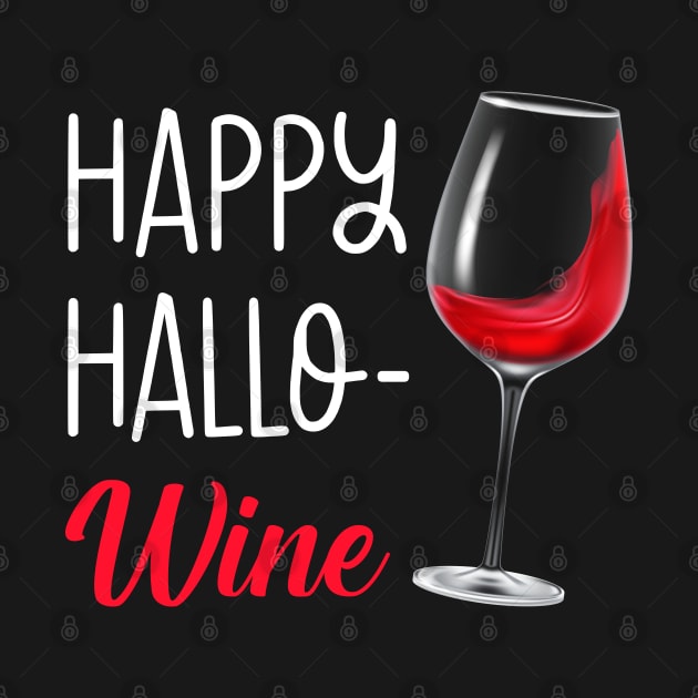 Happy Hallo-Wine Funny Halloween Glass Wine by snnt