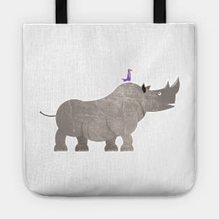 Animals in the nursery - rhino with a little friend Tote