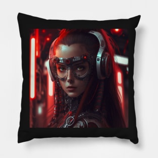 Cyberpunk Female Cyborg Gamer - Photography Pillow