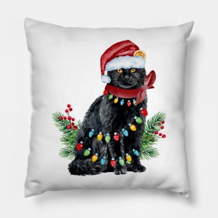 Christmas Lights Cat Pillow