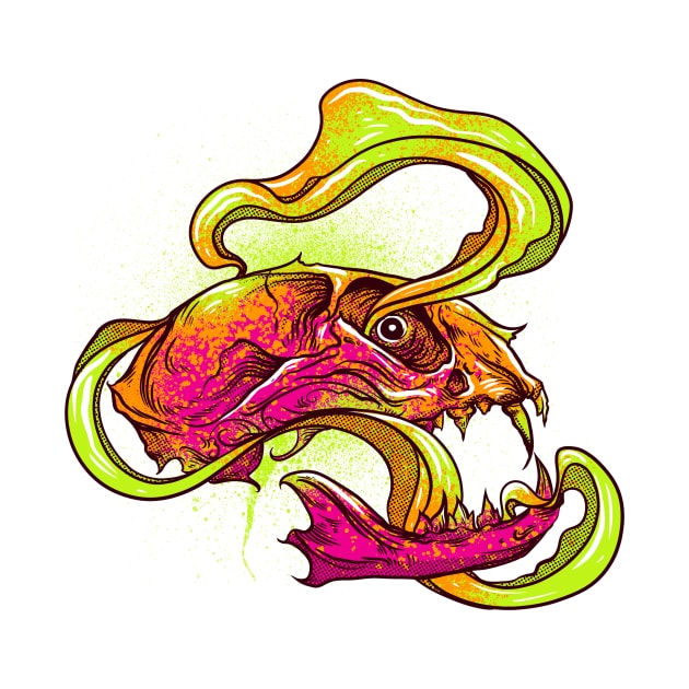 Mind Expansion Neon Animal Skull Art by Manfish Inc.