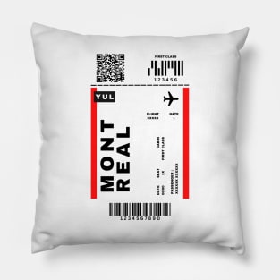 Montreal Boarding Pass Québec Canada YUL Destination Ticket Pillow