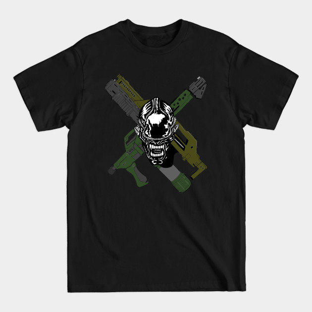 Discover Aliens - Skull and Cross Guns - Aliens Movie Skull And Guns - T-Shirt