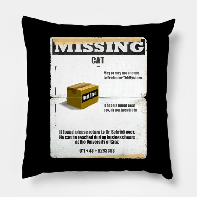 Schrödinger's Missing Cat Pillow by wbeeson