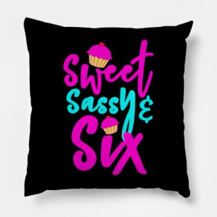 6Th Birthday Cupcake Design Sweet Sassy Six Pillow