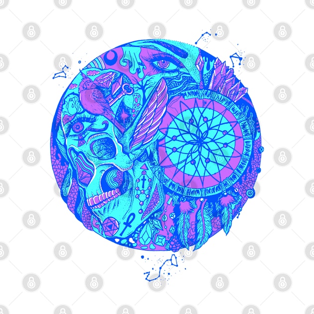 Blue Skull and Dreamcatcher Circle by kenallouis