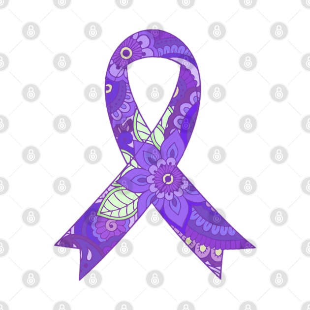 Flower pattern Purple Awareness Ribbon by CaitlynConnor