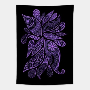 Abstract Zentangle Swirls Design (lavender on black) Tapestry