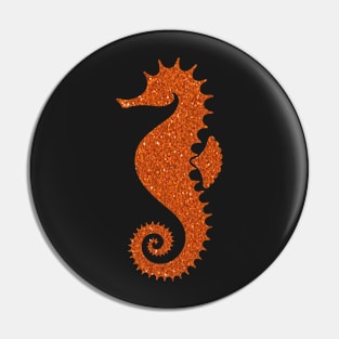 Burnt Orange Faux Glitter Seahorse Pin