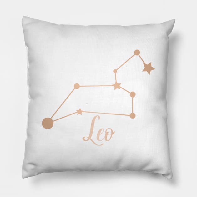 Leo Zodiac Constellation in Rose Gold Pillow by Kelly Gigi