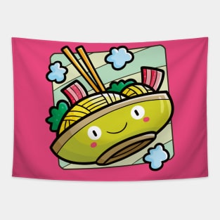 Green Bowl Noodle Tapestry