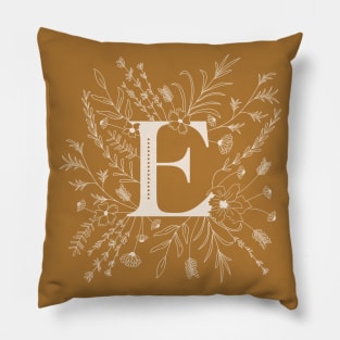 Botanical Letter E (Mustard Yellow) Pillow