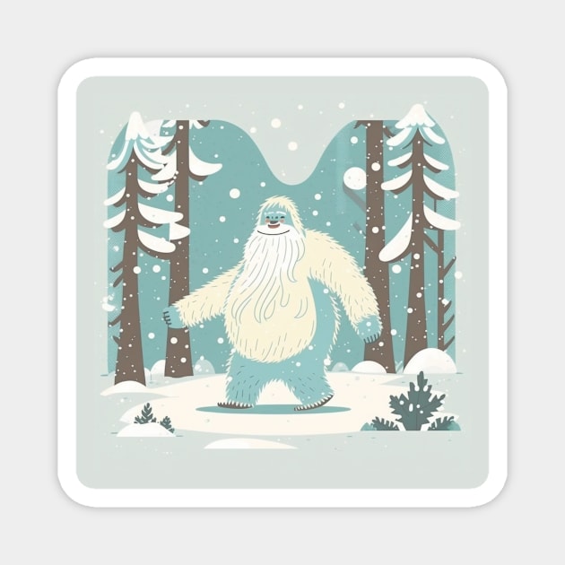 Snowy Yeti on a Happy Stroll Magnet by Star Scrunch