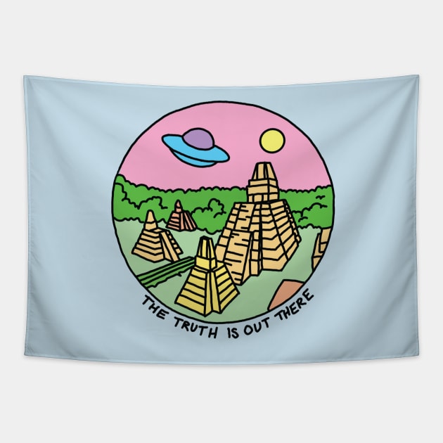 The Truth Is Out There X-files Alien UFO Mayan Print Tapestry by bigkidult