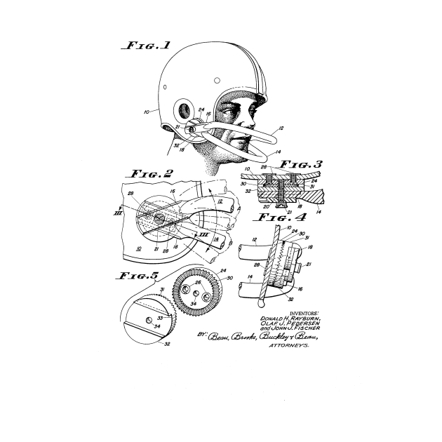 Safety Helmet Vintage Patent Hand Drawing by TheYoungDesigns