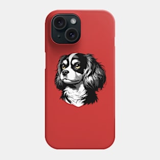 Stunning and Cool English Toy Spaniel Monochrome and Gold Portrait for Father's Day Phone Case