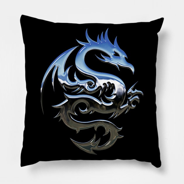 Chrome Dragon Pillow by skycloudpics