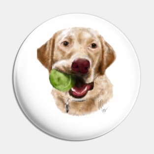 Yellow Lab With a Green Ball Pin