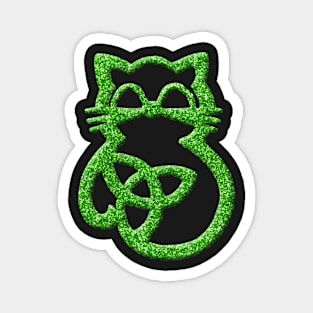 Faux Green Glitter Trinity Knot Celtic Cat Magnet