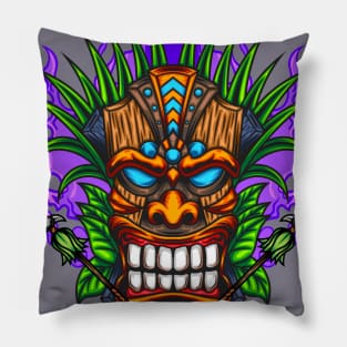 Tiki Mask Illustration 06 Pillow