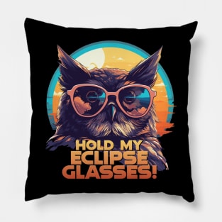 Owl Solar Eclipse Watcher, Umbraphile Total Solar Eclipse Glasses Art Pillow