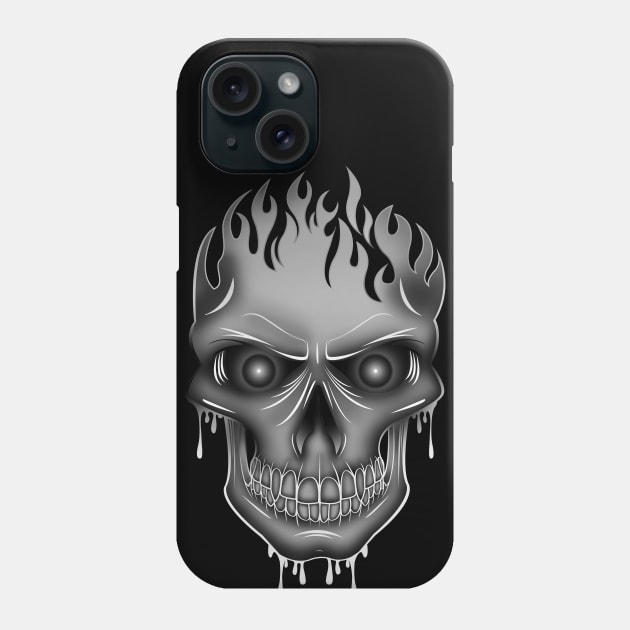 Flame Skull - Silver Phone Case by adamzworld