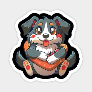 cute dog hugging hotdog Magnet