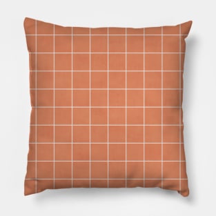 Small Grid Pattern - Coral Pillow