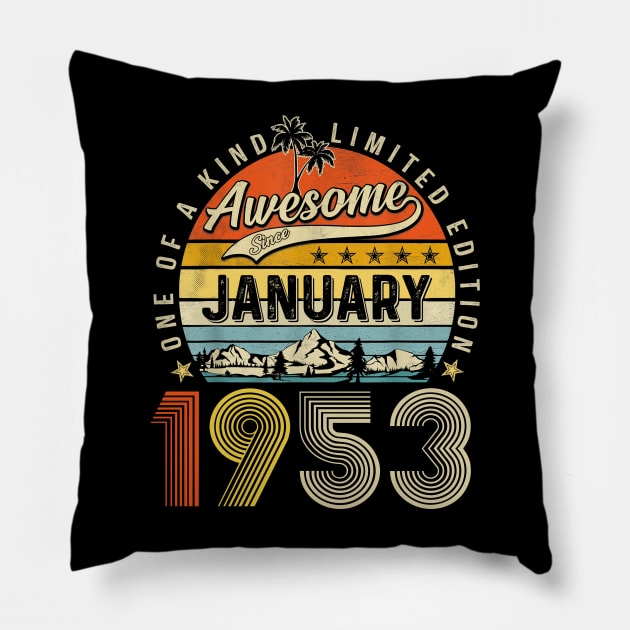 Awesome Since January 1953 Vintage 70th Birthday Pillow by Benko Clarence