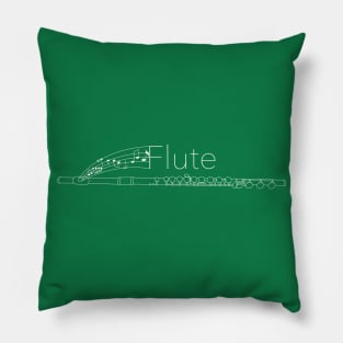 White Flute Musical Notes Pillow