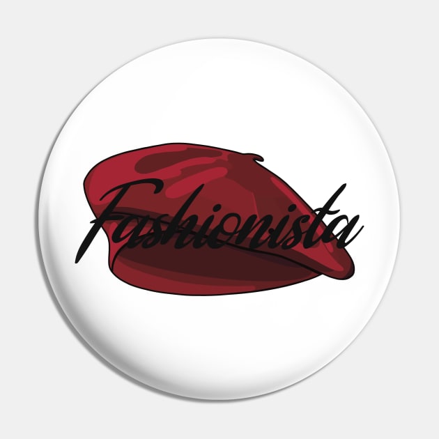 Red French Beret with the word 'Fashionista' in it Pin by Fruit Tee