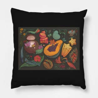 Tropical Jungle Fantasy Fruit Forest Pillow